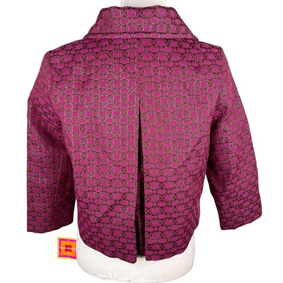 Isaac Mizrahi Target Blazer 10 Scarlet Bloom Crop Pockets Textured New - Picture 2 of 12